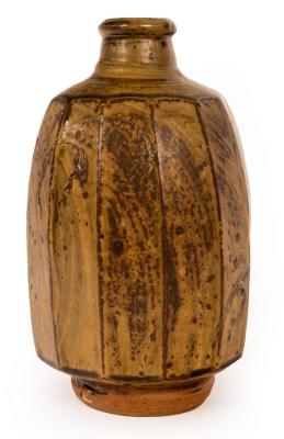 Appraisal: Phil Rogers - stoneware bottle vase with facetted body green