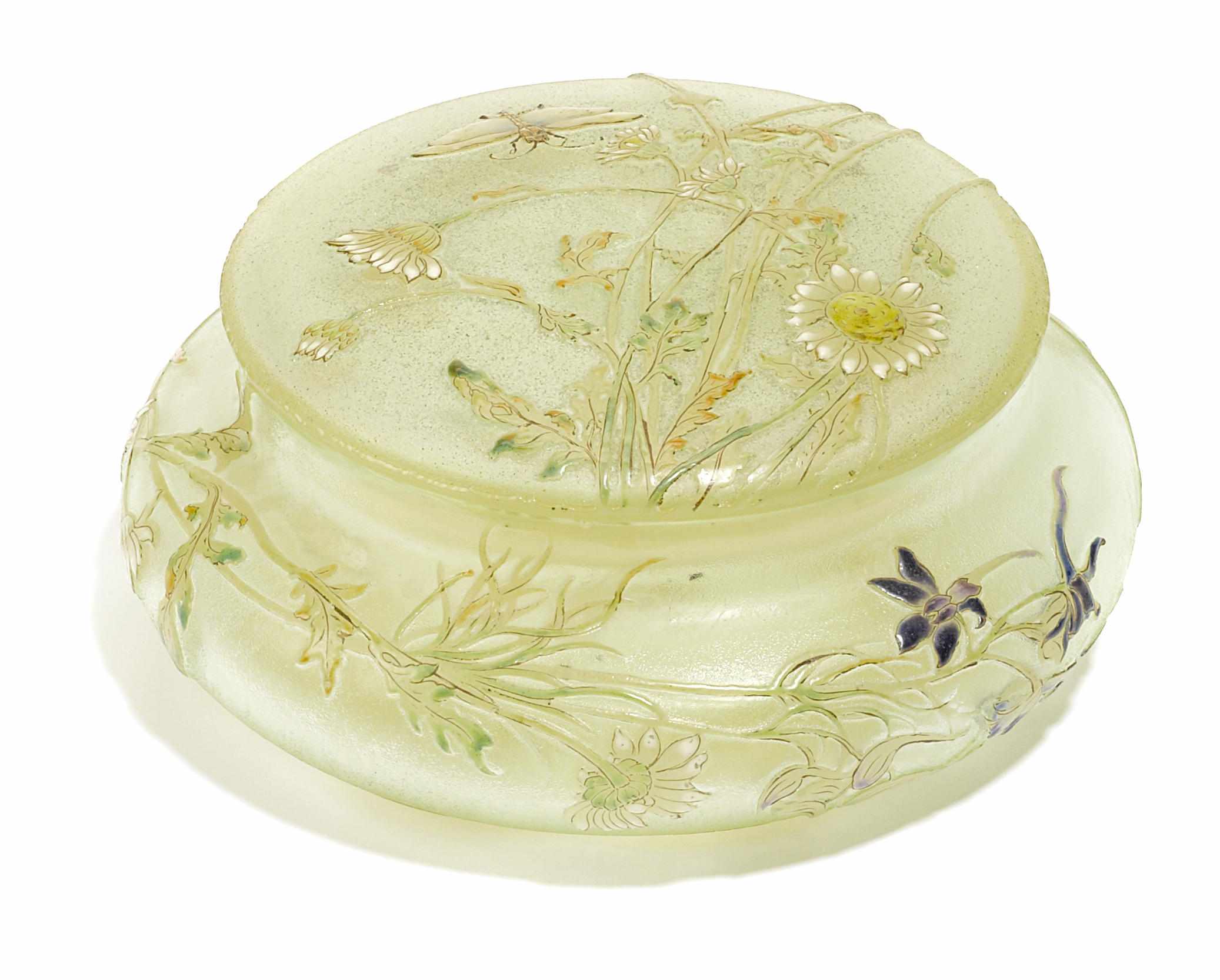 Appraisal: A Gall gilt and enameled glass covered box circa signed