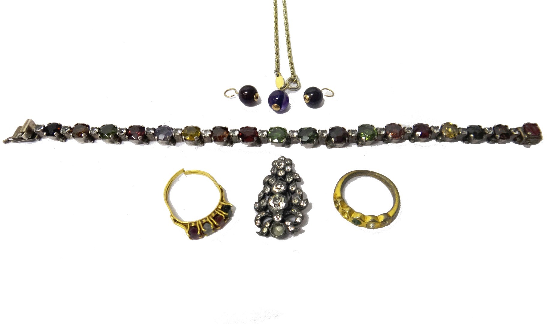 Appraisal: A vary coloured gemstone set bracelet formed as a row