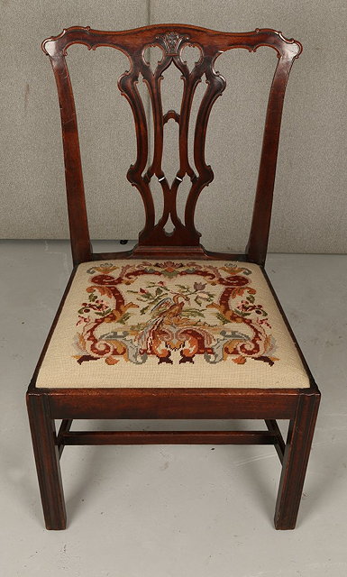 Appraisal: A GEORGE III MAHOGANY SIDE CHAIR with carved splat back