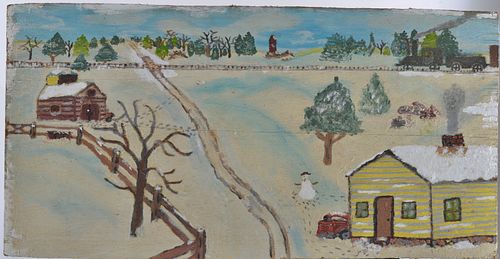 Appraisal: FRANKIE LANE FOLK ART PAINTINGpaint on plywood signed on back