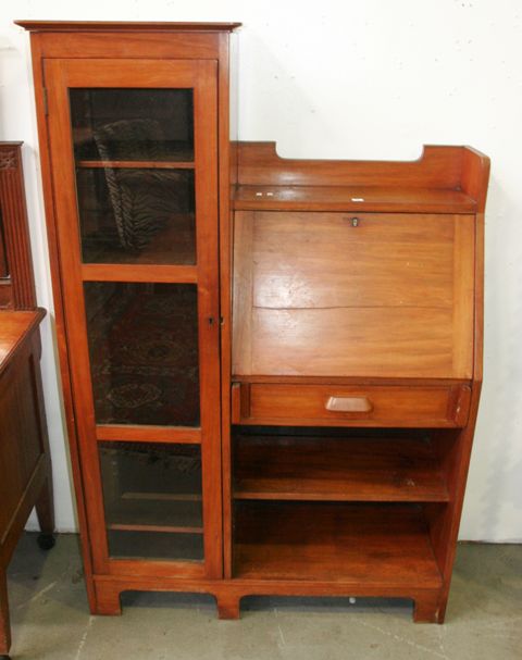 Appraisal: A mid th century oak narrow drop leaf bureau pier