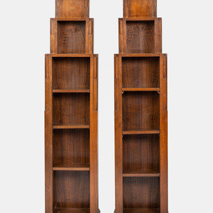 Appraisal: Art Deco American Circa A Pair of Skyscraper Bookcases walnut