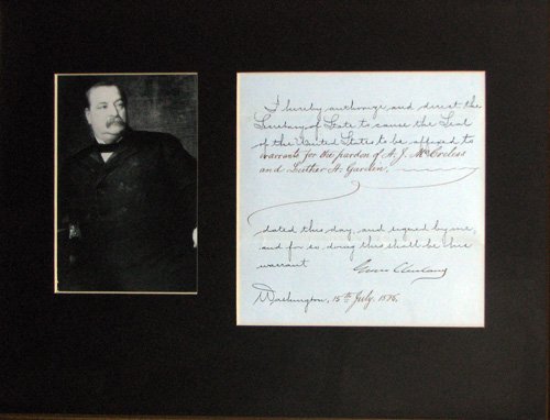 Appraisal: Title Grover Cleveland Signature on Authorization Document Accompanied by Image