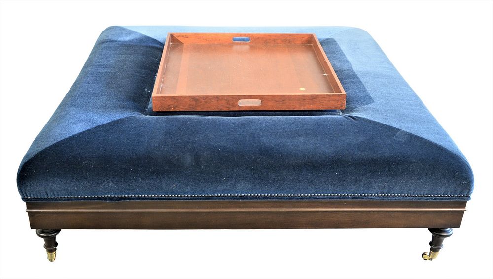 Appraisal: Custom Upholstered Oversized Ottoman having tray top and sitting on