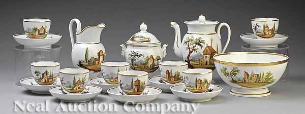 Appraisal: A Continental Neoclassical Porcelain Tea Set c comprising a teapot