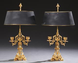 Appraisal: Pair of Louis XVI Style Gilt Bronze Two Light Boui