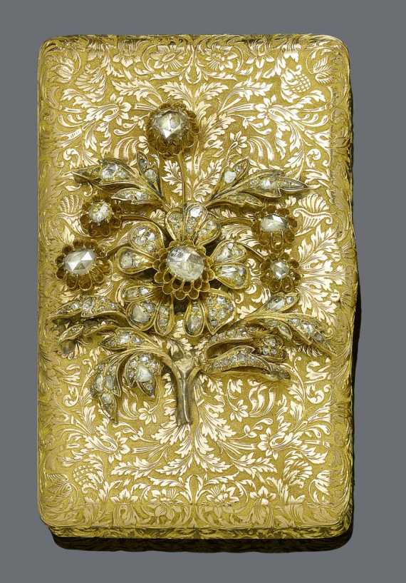 Appraisal: GOLD AND DIAMOND BOX PRESENTED TO JENNY LIND France ca