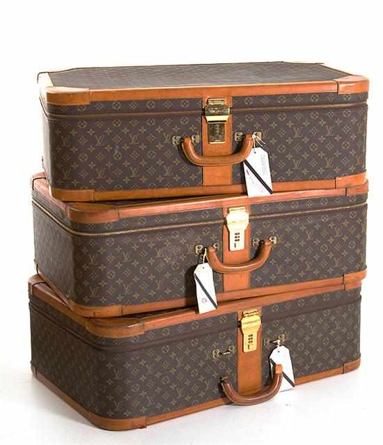 Appraisal: Set of Louis Vuitton suitcases th century structured case with