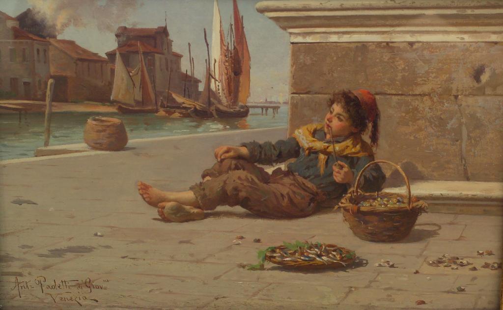 Appraisal: ANTONIO PAOLETTI ITALIAN - FISHER BOY BY THE VENETIAN LAGOON