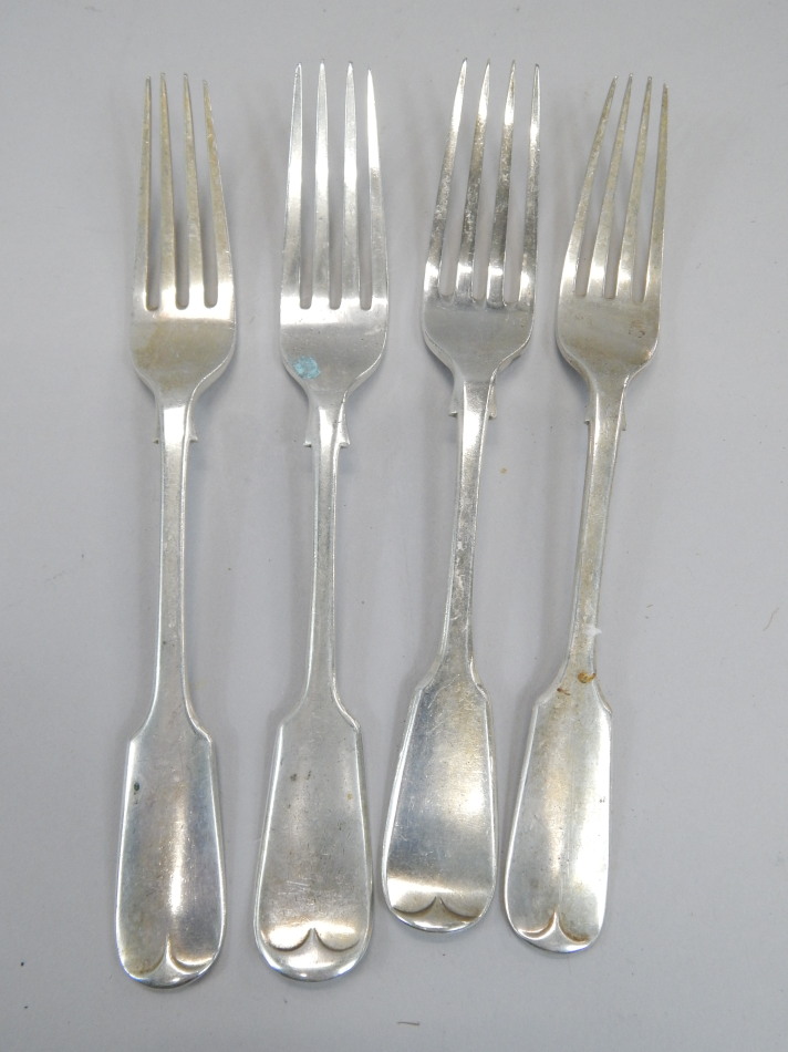 Appraisal: An associated part set of four thC silver Fiddle pattern