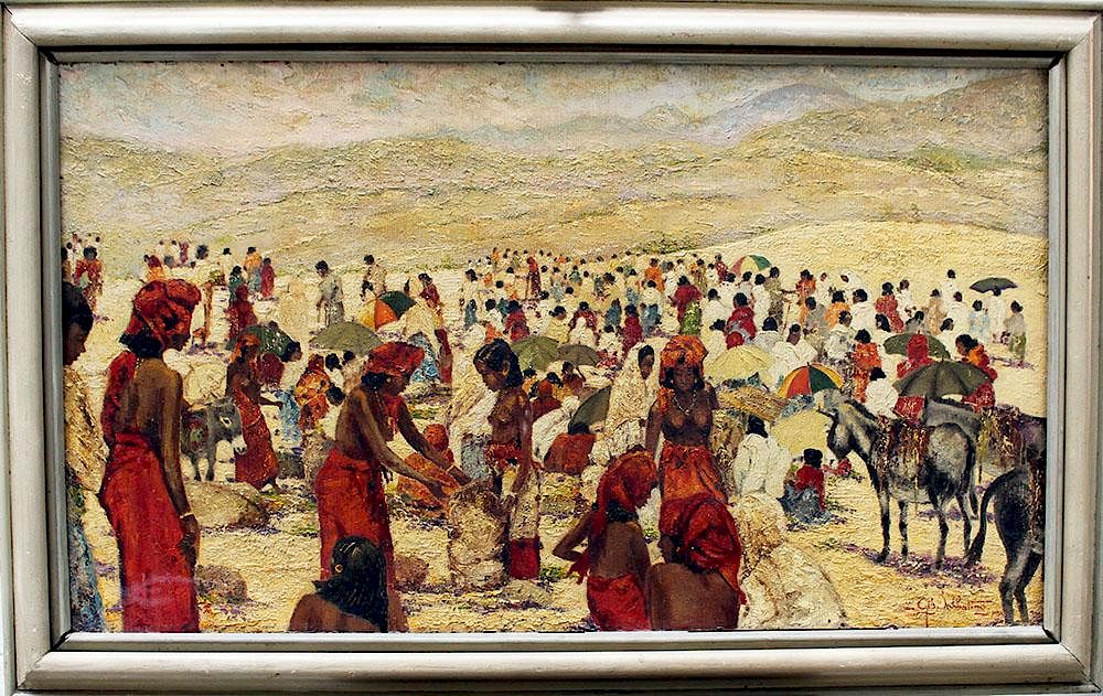 Appraisal: Unknown artist Unknown artist large market scene possibly Central Africa