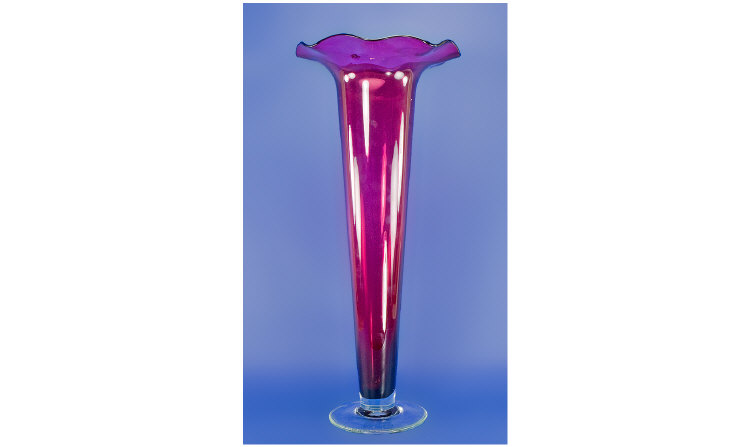 Appraisal: Cranberry Coloured Large Glass Trumpet Shaped Vase inches tall