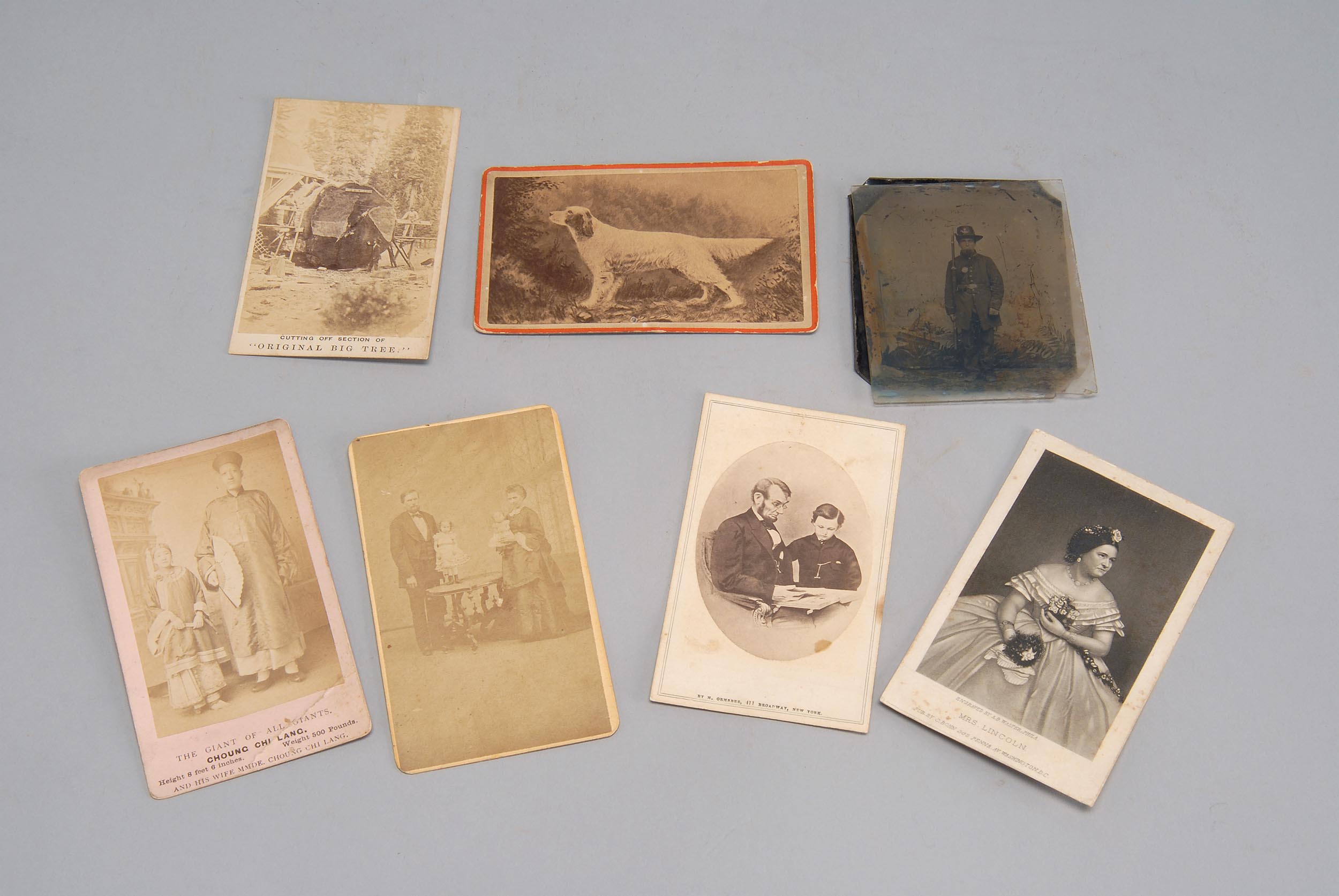 Appraisal: COLLECTION OF SIX CARTES DE VISITES Together with a glass