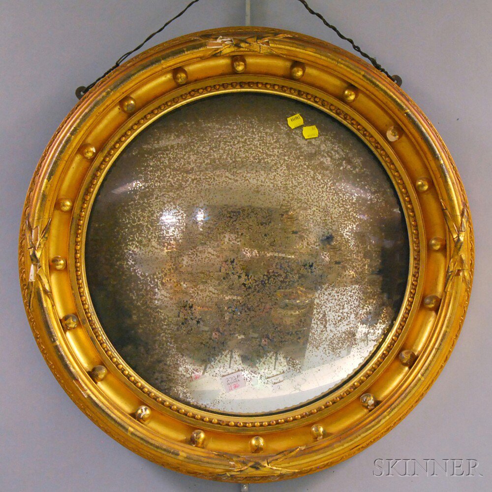 Appraisal: Federal Gilt-gesso Convex Mirror England or America early th century