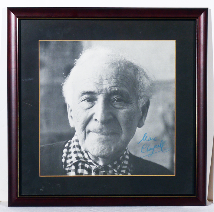 Appraisal: MARC CHAGALL AUTOGRAPHED PHOTOGRAPH Offset lithograph of the famous artist