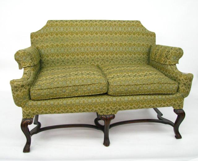 Appraisal: Frency Period style settee circa early th century upholstered carved