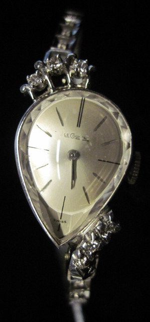 Appraisal: Lady's karat white gold and diamond wristwatch Jaeger Le coultrePear