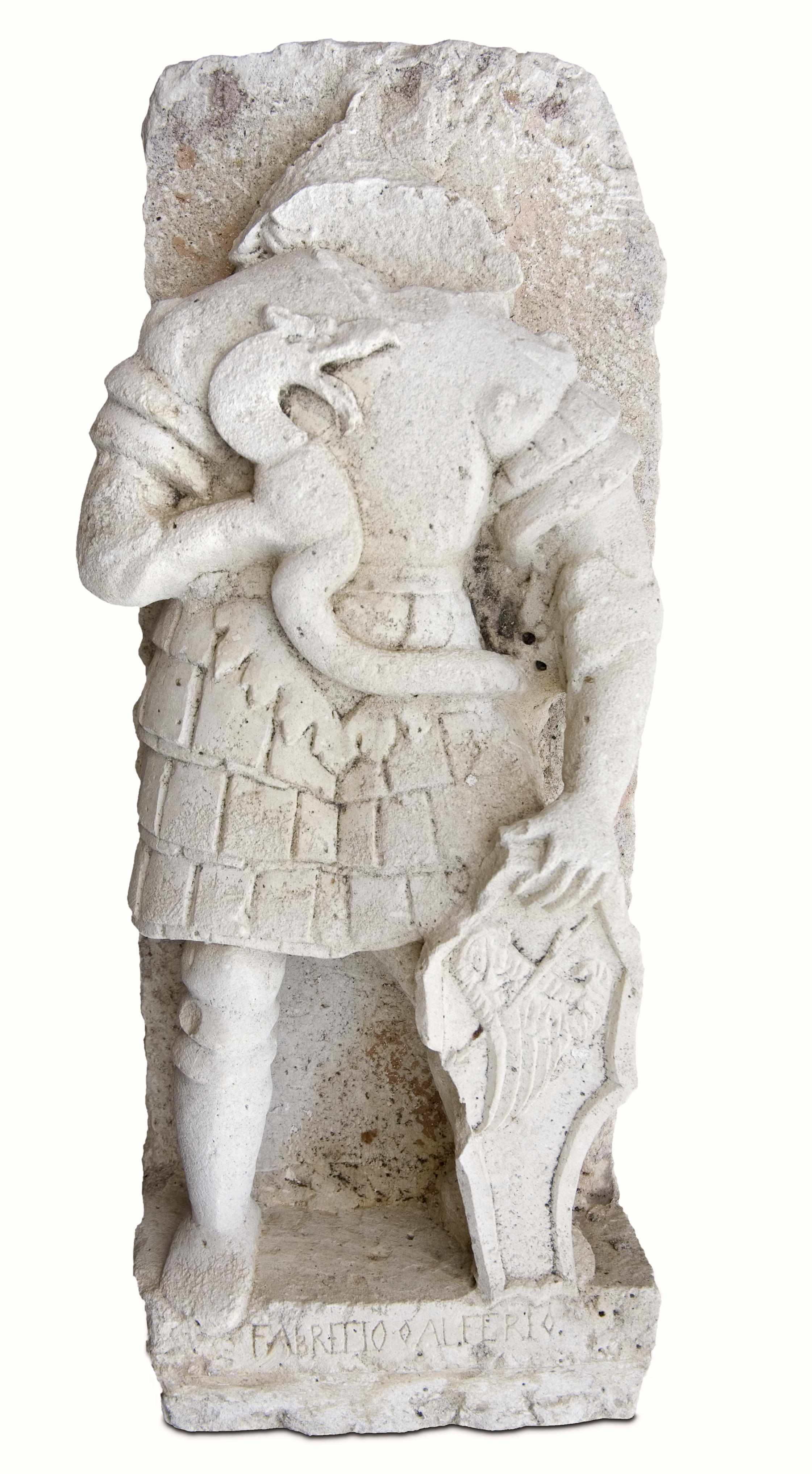 Appraisal: A Renaissance style stone fragment of a soldier height in