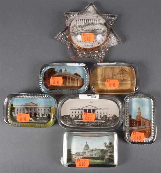 Appraisal: Seven American glass paperweights with photographic image inserts late th