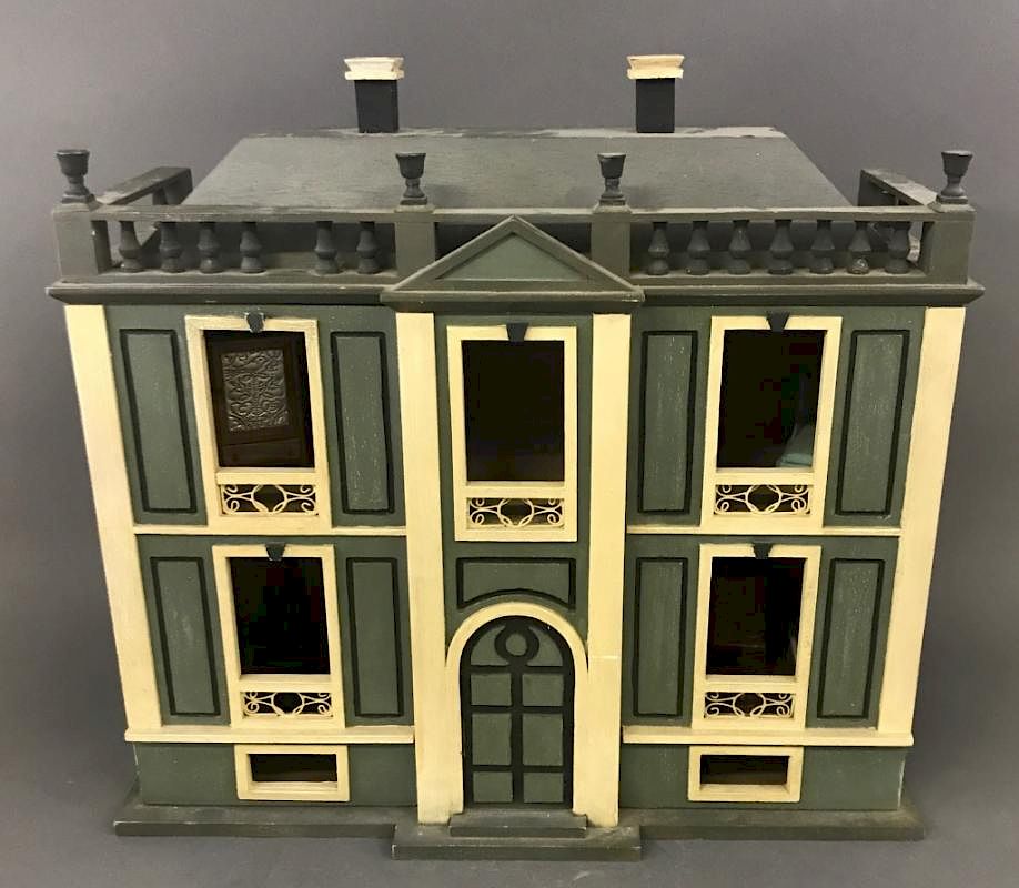 Appraisal: Georgian Style Wood Dollhouse Georgian style wood dollhouse circa h