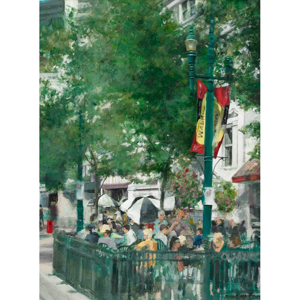 Appraisal: RENO FRIIO LUNCH ON THE AVENUE oil on canvas signed