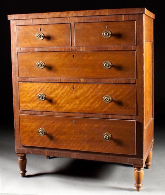 Appraisal: American Classical carved cherry chest of drawers circa two short