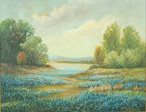 Appraisal: Robert Pearson American th century Oil on canvas Texas Bluebonnets