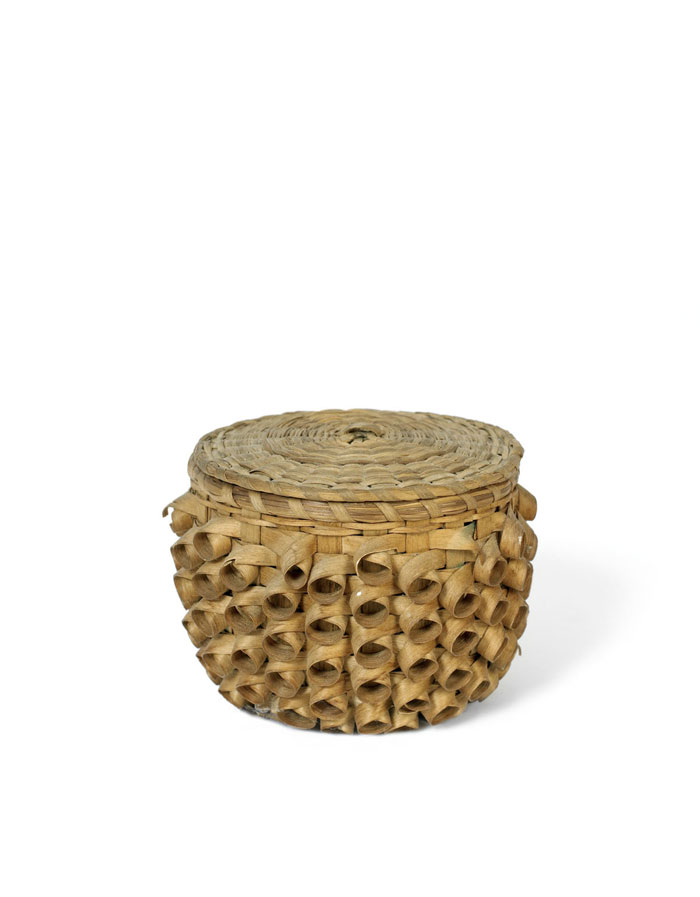 Appraisal: DIMINUTIVE COVERED PORCUPINE BASKET WITH REMNANTS OF GREEN PAINT PROBABLY