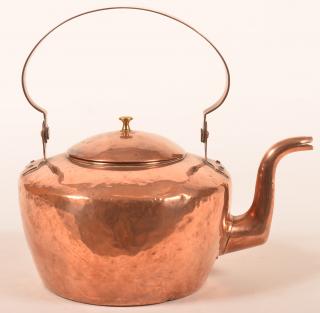 Appraisal: PA Early th Century Copper Tea Kettle Unsigned Pennsylvania Early