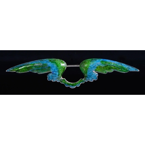 Appraisal: Child and Child A silver and guilloche enamel 'wings' brooch