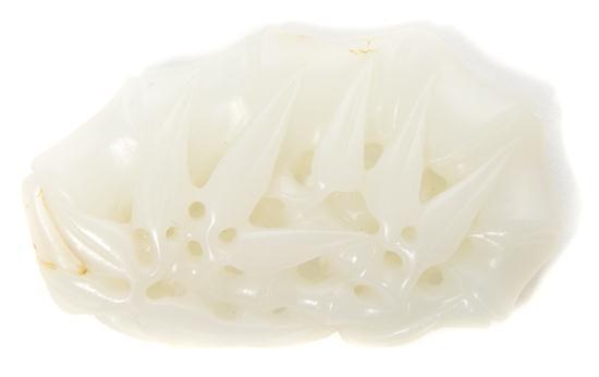 Appraisal: Chinese Carved Jade Toggle depicting bamboo with pierced decoration Height