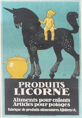 Appraisal: Produits Licorne' a lithographic poster by Karl Moos published by