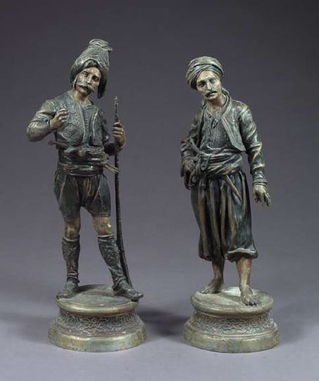 Appraisal: Large Pair of French Elaborately Patinated Spelter Orientalist Figures of