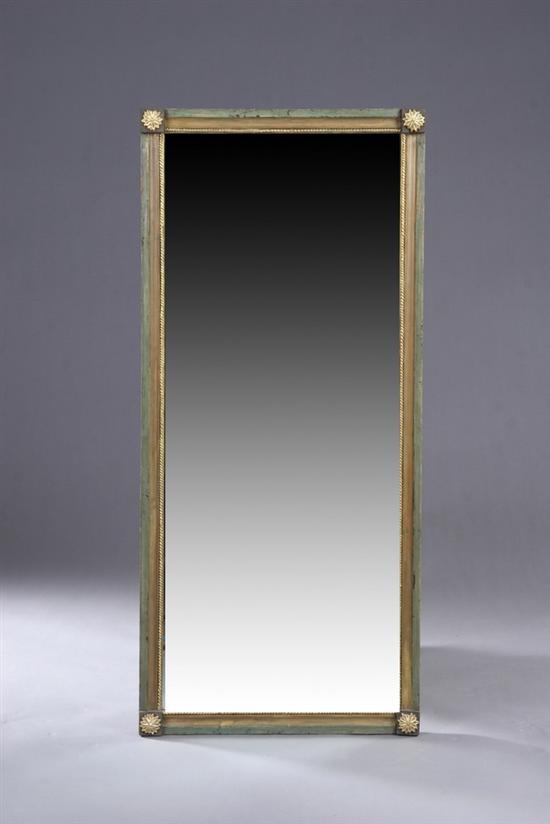 Appraisal: ENGLISH NEOCLASSICAL PAINTED WALL MIRROR early th century Green-painted frame