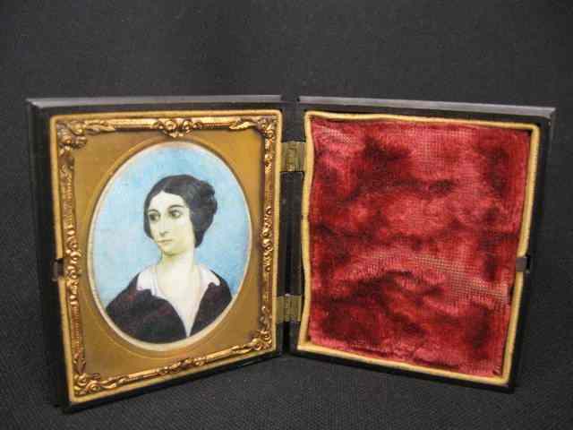 Appraisal: Miniature Portrait on Ivory of Lady in fancy Gutta Percha