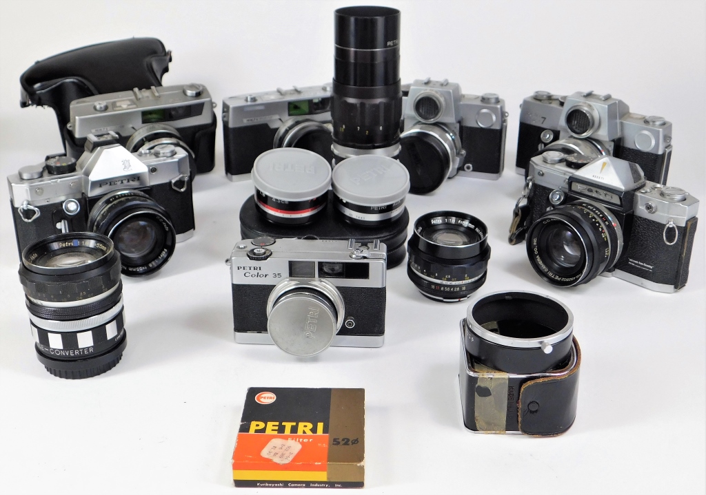 Appraisal: GROUP OF PETRI MM CAMERAS AND ACCESSORIES Group of Petri