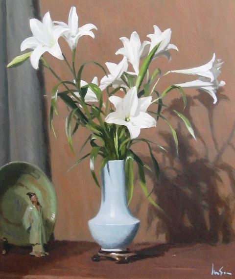 Appraisal: Graeme Inson - Lilies oil on board signed 'Inson' lower