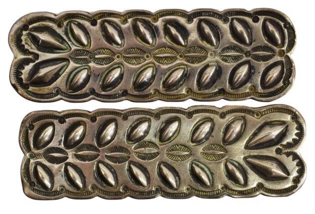 Appraisal: Native American silver content unknown collar tabs with stamped designs