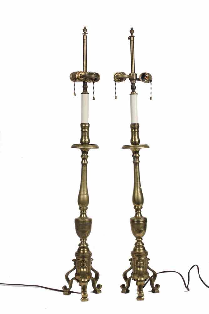 Appraisal: PAIR BRASS CANDLESTICKS - Pair of Early English Brass Altar