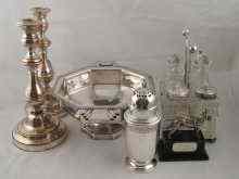 Appraisal: Silver plate A pair of candlesticks an Art Deco fruit