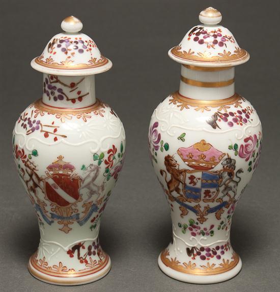 Appraisal: Pair of Samson porcelain miniature garniture vases in the Chinese