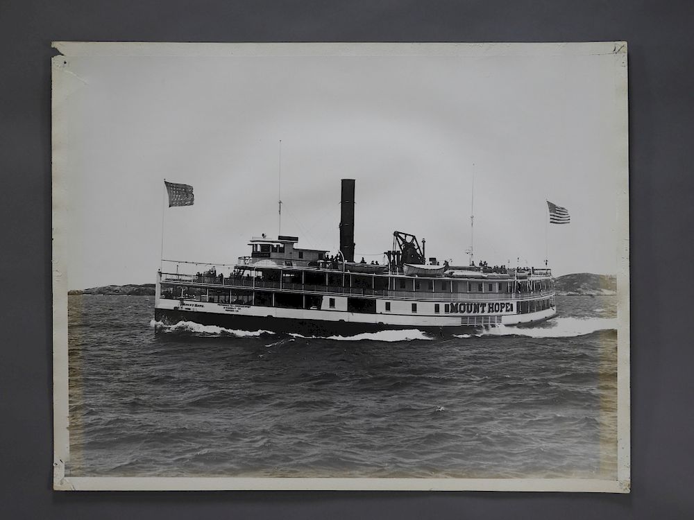 Appraisal: LG Black White Photograph of Steamer Mount Hope United States