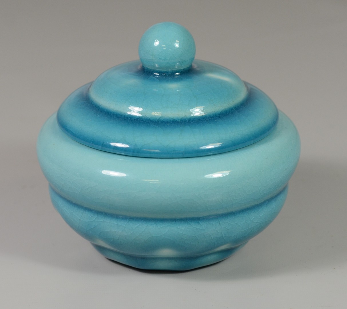 Appraisal: Rookwood Covered Bowl in turquoise glossy glaze marked approx diameter