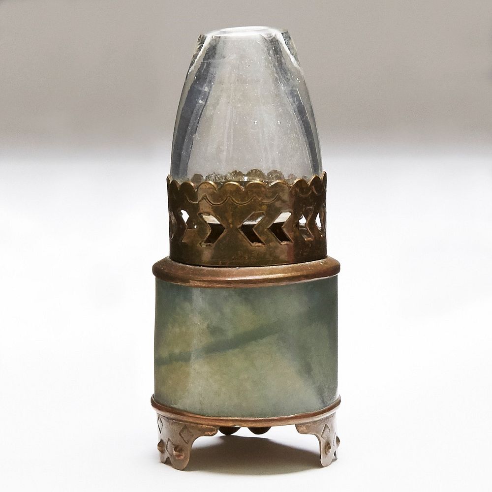 Appraisal: Chinese Serpentine or Jade Oil Lamp Made from Archers Ring