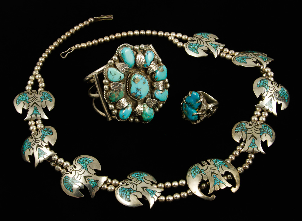 Appraisal: - Southwest American Silver and Turquoise Jewelry Set Southwest American