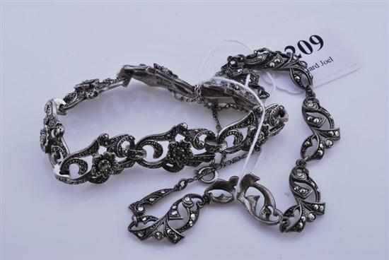 Appraisal: A MARCASITE STERLING SILVER NECKLACE AND BRACELET