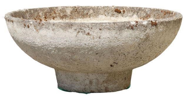 Appraisal: French small cast stone basin round tapered body over cylindrical