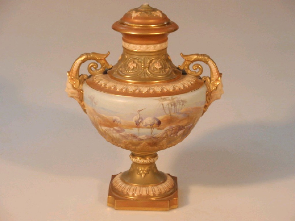 Appraisal: A Royal Worcester vase painted by William Powell with wading