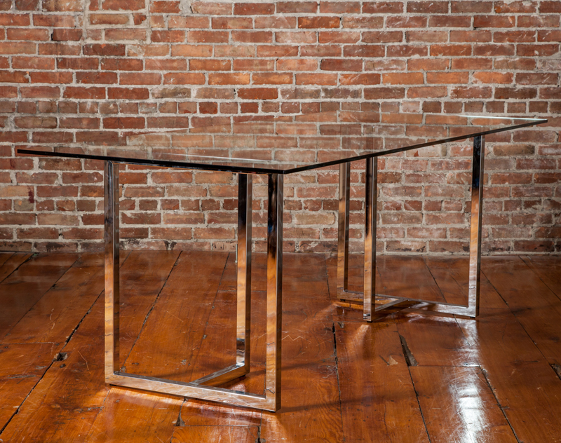 Appraisal: CB DINING TABLE Chromed steel glass x x in Estimate